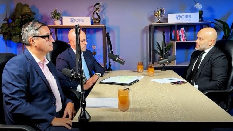 CIPS panel discussion with four speakers filmed on a studio set